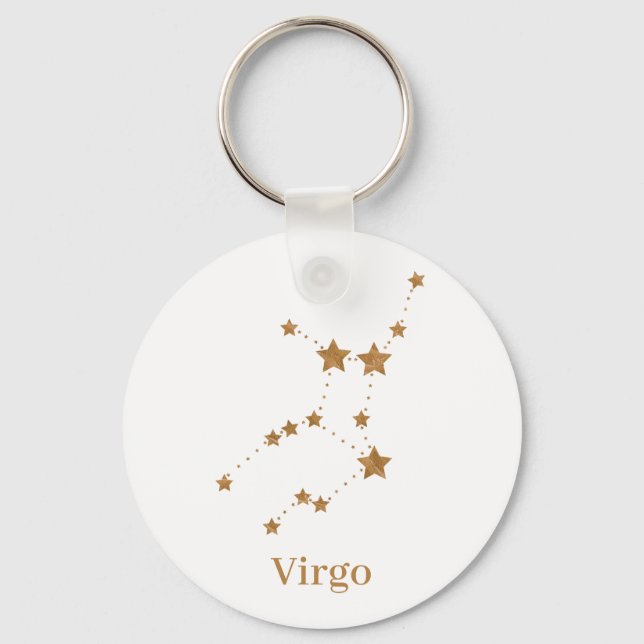 Porte-clés Symbole moderne Zodiac Gold Virgo | Élément Terre (Recto)