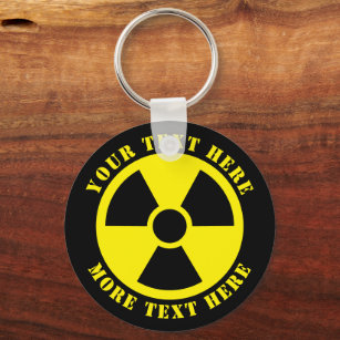 Porte-clés Symbole nucléaire radioactif noir et jaune nuage