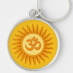 Porte-clés Symbole Om dans le soleil radiant Spirituel Hindou