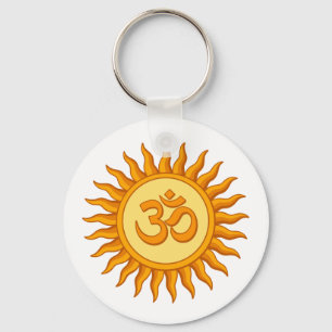 Porte-clés Symbole Om dans le soleil radiant Spirituel Hindou
