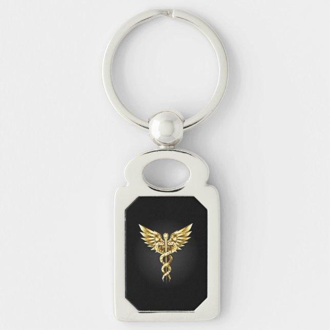 Porte-clés Symbole Polygonal Or Caduceus (Devant)