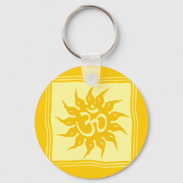 Porte-clés Symbole religieux indien : Om et Surya (Recto)