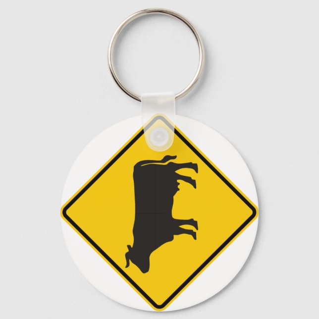 Porte-clés Symbole routier de la zone de bétail (Recto)
