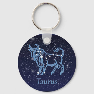 Porte-clés Symbole Taurus Constellation & Zodiaque avec étoil