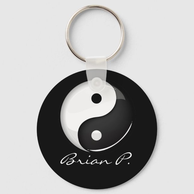 Porte-clés Symbole Yin Yang rond brillant personnalisé (Recto)