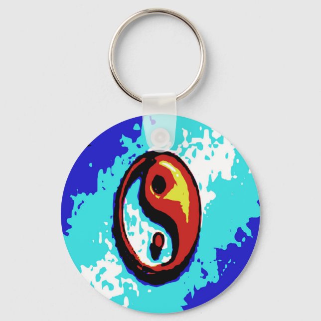 Porte-clés SYMBOLE YIN Yang Rouge et Bleu Artiste (Recto)