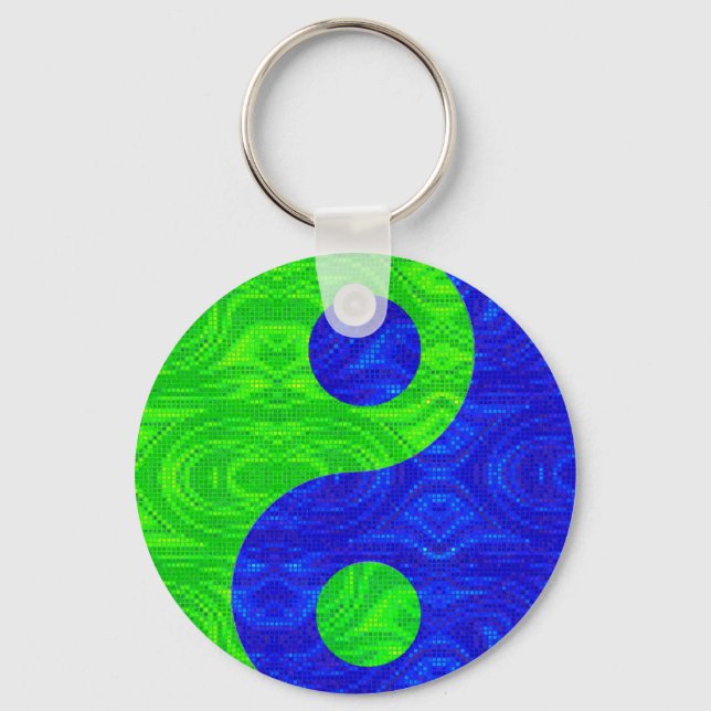 Porte-clés Symbole Yin Yang vert et bleu Porte - clé (Recto)