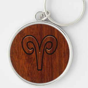 Porte-clés Symbole Zodiac d'Aries moderne en acajou comme imp