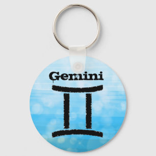 Porte-clés SYMBOLE Zodiaque Gemini Horoscope Bleu et Noir