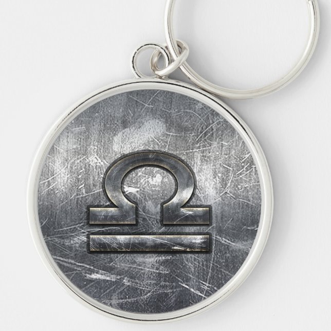 Porte-clés SYMBOLE Zodiaque Libra Acier industriel désorganis (Devant)