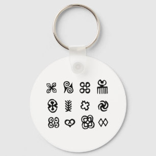 Porte-clés Symboles africains Adinkra Noir et Blanc