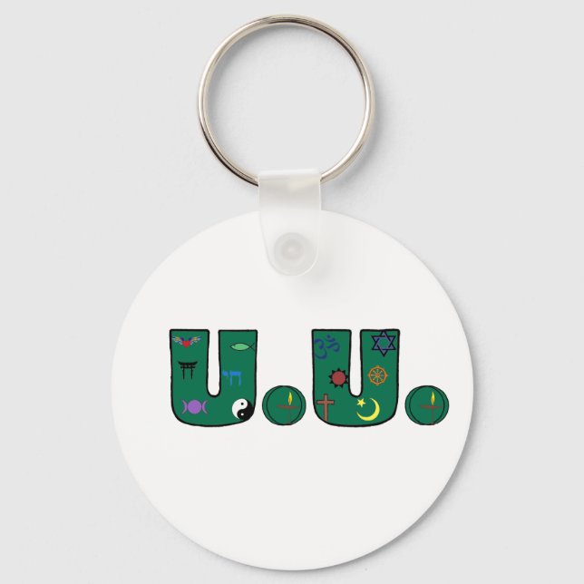 Porte-clés Symboles religieux verts de l'UU (Recto)