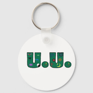 Porte-clés Symboles religieux verts d'UU