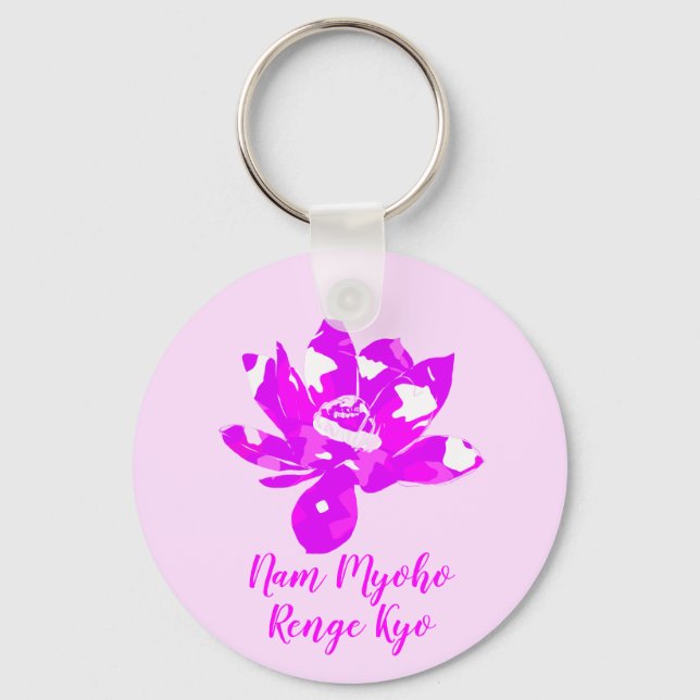 Porte-clés Symétrie Spirituelle Rose & Blanc Lotus Fleur (Recto)