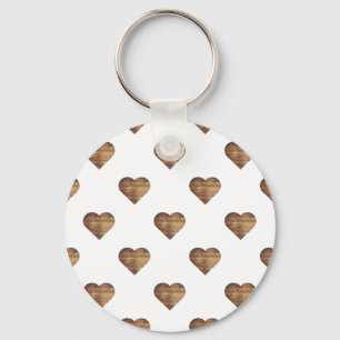 Porte-clés Symétrique Grand coeur en bois Brown rustique