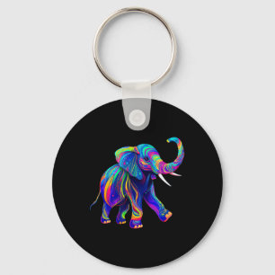 Porte-clés Synthwave Rétro Années 80 90 Éléphant Trompe Haut 