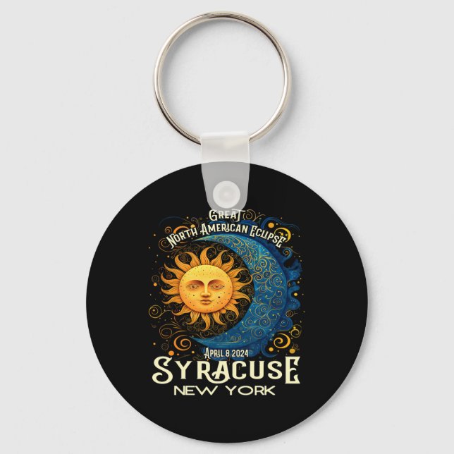 Porte-clés Syracuse New York 2024 Total Solaire Eclipse Celes (Recto)