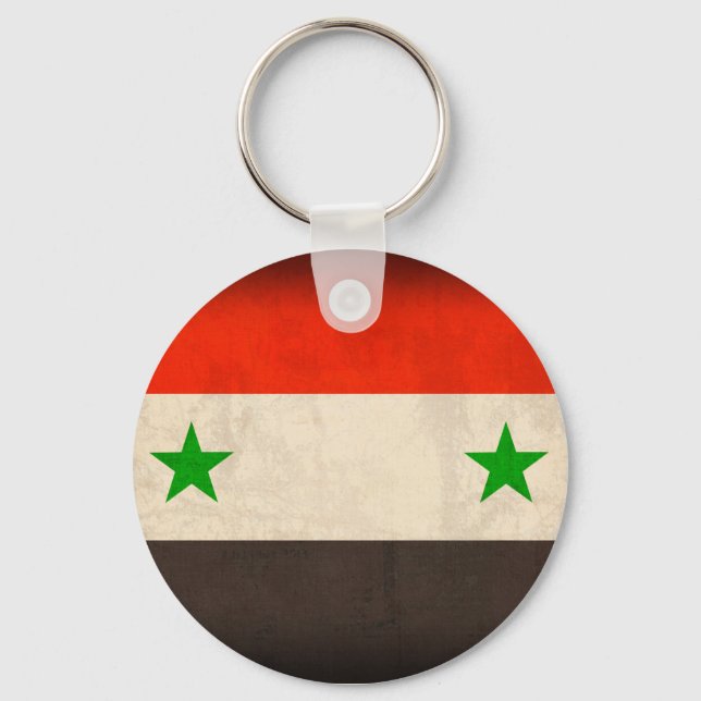 Porte-clés Syria Flag Distressed Keychain (Recto)