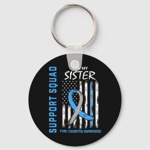 Porte-clés T1D Sensibilisation Flag Sister Type 1 Diabète Cor