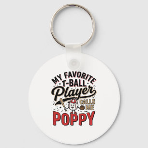 Porte-clés T-Ball Poppy Vintage Gravure Shirt Design_1