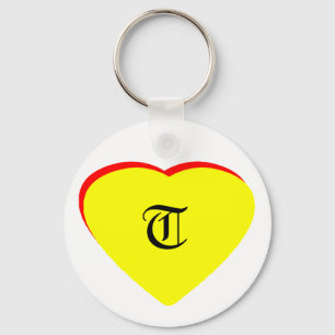 Porte-clés "T" Coeur Jaune Rouge Faire-part de mariage Le MUS