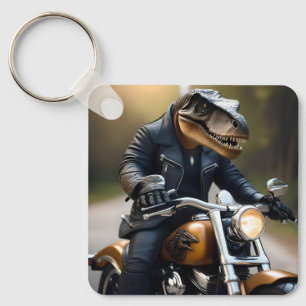 Porte-clés T-Rex Dinosaur Bikie En Moto,