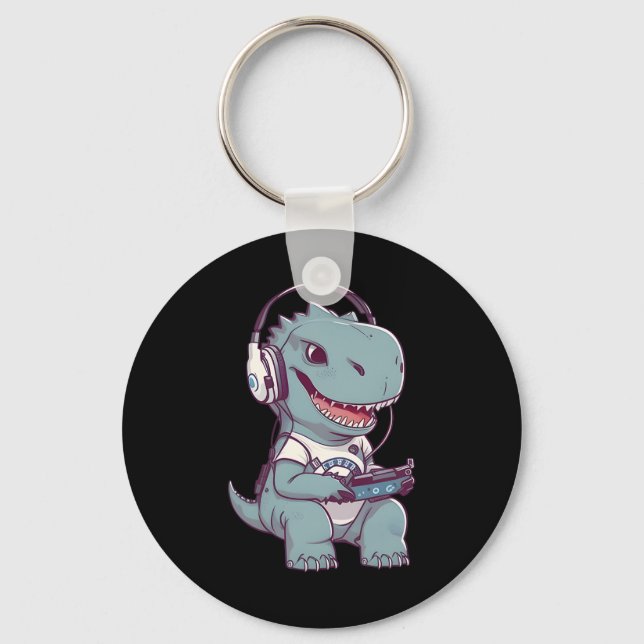 Porte-clés T. Rex-dinosaur Jouer Jeu Vidéo Jeu Gamer Pl (Recto)