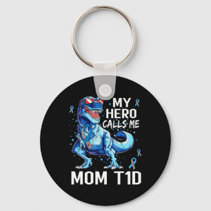 Porte-clés T Rex Dinosaur Mon Héros M'Appelle Maman T1D Type1