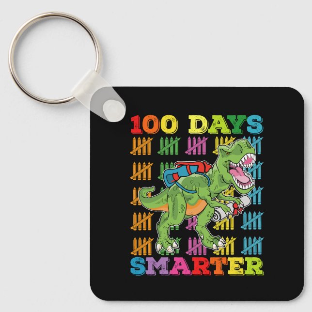 Porte-clés T Rex Dinosaure 100 Jours Plus Intelligent École 1 (Recto)