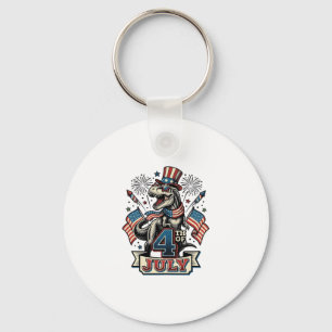 Porte-clés T-Rex patriotique conception de chemise vintage 4