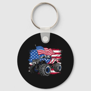 Porte-clés T-shirt 4 juillet camion monstre garçons drapeau a