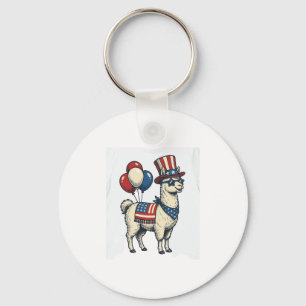 Porte-clés T-shirt à motif de lama patriotique gravure vintag