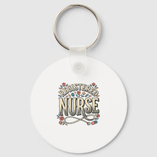 Porte-clés T-shirt avec typographie florale vintage pour infi