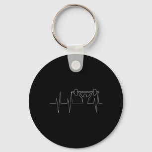 Porte-clés T-shirt Barbell Haltérophilie Battement de coeur -