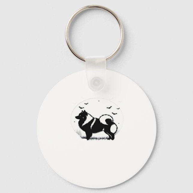 Porte-clés T-shirt classique silhouette de lune d'Halloween d (Recto)