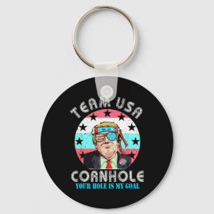 Porte-clés T-shirt Cornhole Usa Équipe Chemises Cornhole Drôl
