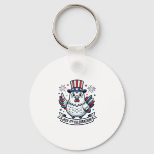 Porte-clés T-Shirt de célébration du 4 juillet Poulet patriot