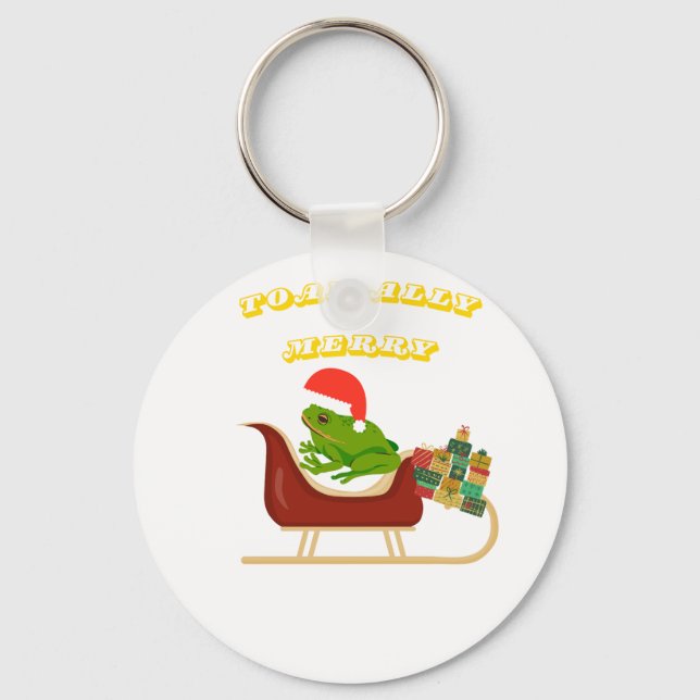 Porte-clés T-shirt de Noël grenouille totalement joyeuse (Recto)