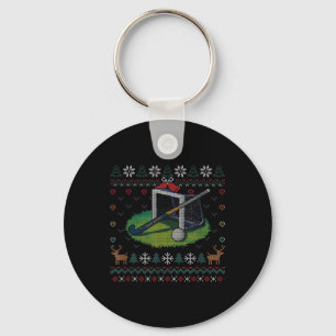 Porte-clés T-shirt de Noël laid de hockey sur gazon Ll Sports