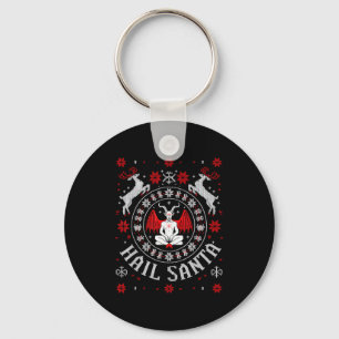 Porte-clés T-shirt de Noël laid Hail Santa Démon méditant