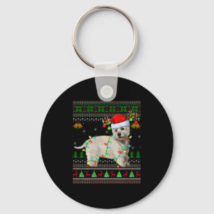 Porte-clés T-shirt de Noël moche Westie Dog West Highland Ter