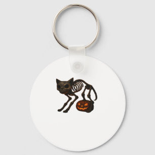 Porte-clés T-shirt déplaisant Chat Squelette Halloween Cadeau