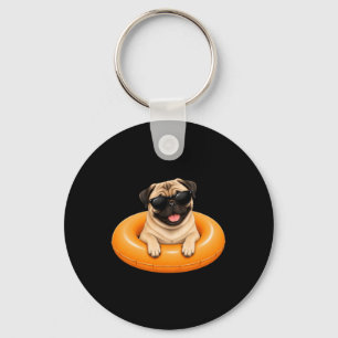 Porte-clés T-shirt d'été Pug Flotteur de piscine pour chien m