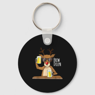 Porte-clés T-shirt drôle d'alcool de Noël. Bière Dolph Brew D