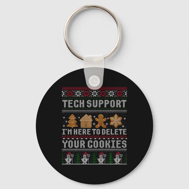 Porte-clés T Shirt drôle de Noël Tech Suprt Ordinateur  (Recto)