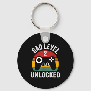 Porte-clés T-shirt drôle de nouveau papa, niveau de papa 2 dé