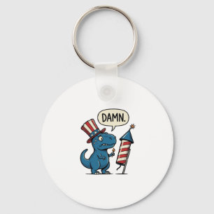 Porte-clés T-shirt drôle patriotique T-Rex feu d'artifice Des