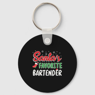 Porte-clés T Shirt du Barman Favori du Père Noël Fête de Noël
