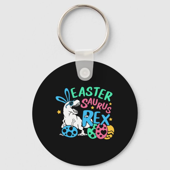 Porte-clés T-shirt Easter Sausaurus T-rex, Lapin de Pâques Mi (Recto)