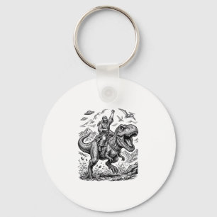 Porte-clés T-shirt graphique à motif de cavalier dinosaure gr